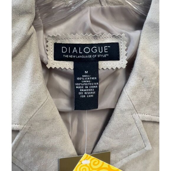 Dialogue Women's M Washable Beige Leather Blazer Jacket Genuine Suede NWT - Picture 4 of 7